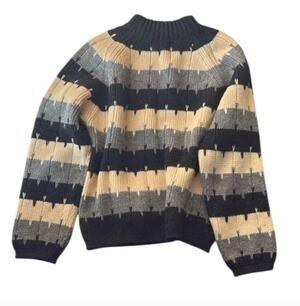 Blue Star Vintage Wool Black & White Striped Sweater Sz M